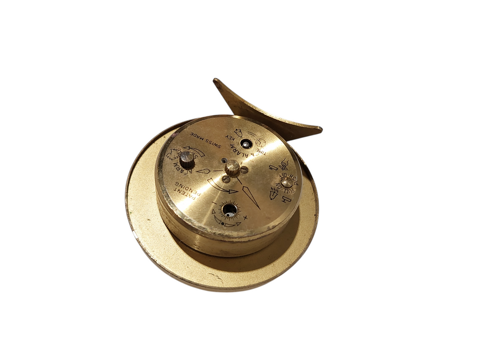 Vintage Brass Alarm Clock SWIZA 8  Swiss Made  =