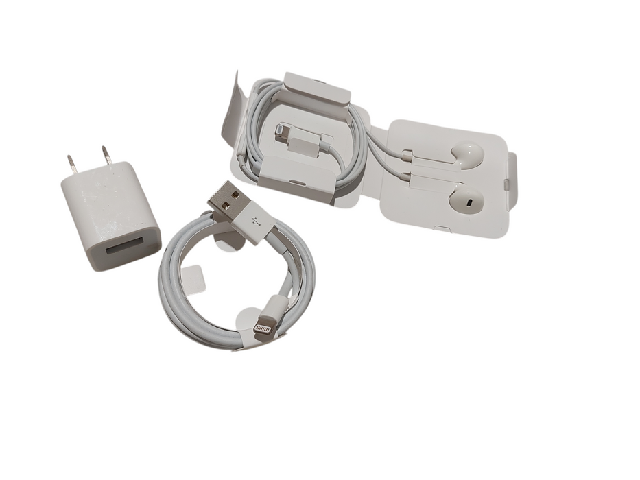 Apple Lightning Port Cable to USB , Power Block A1385 & Wired Earbuds  =