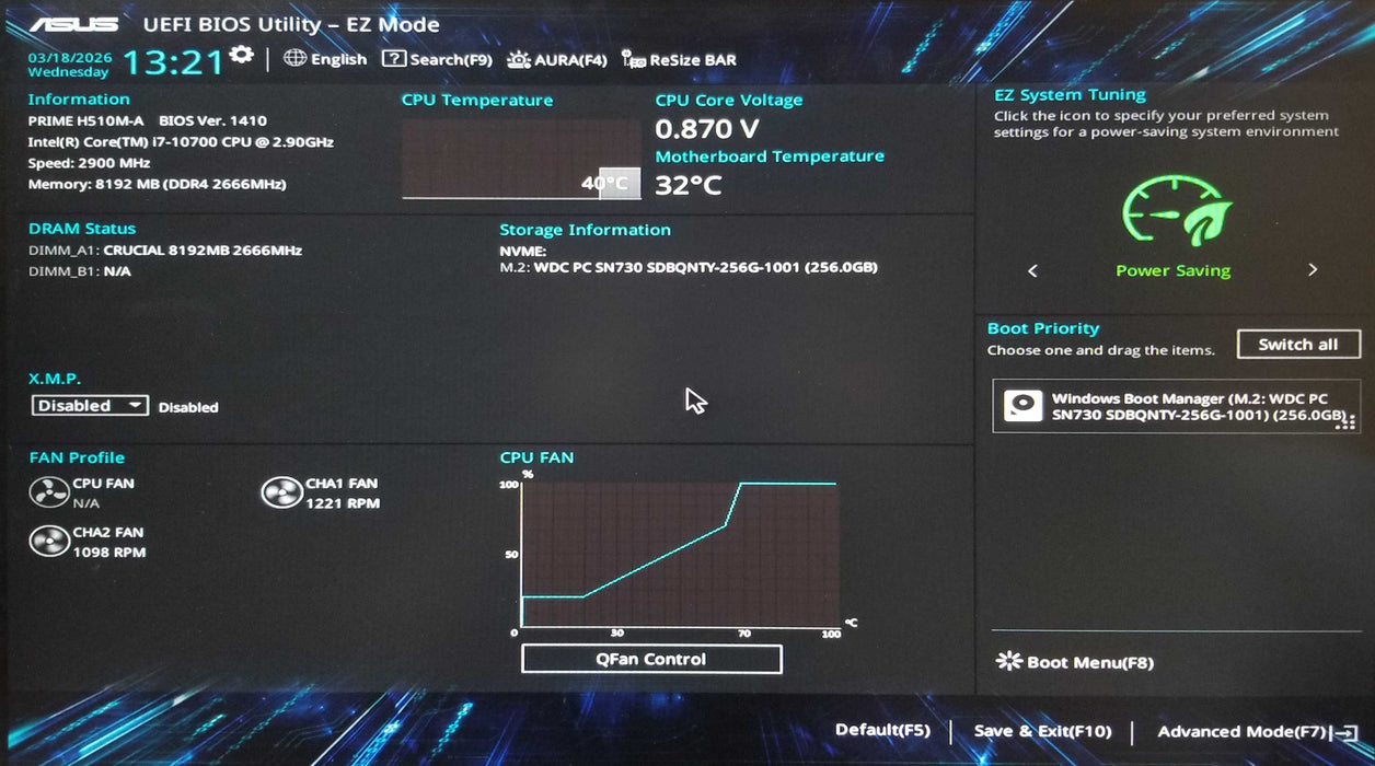 Custom Pc w/ Asus H510M-A Intel i7-10700 CPU 8GB RAM 256GB NVMe WiFi