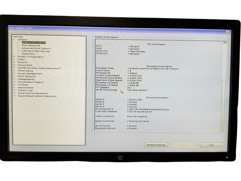 Dell OptiPlex 7070 SFF Intel Core i5-9500 @3.00GHz, 16GB DDR4, 256GB NVMe Q