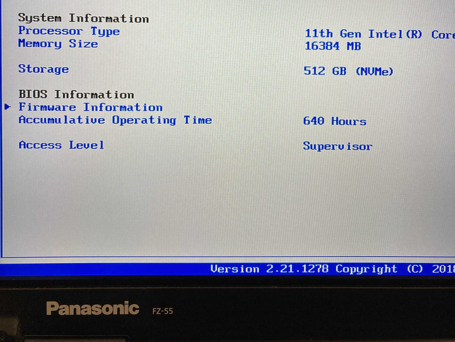 Panasonic ToughBook FZ-55 TOUCH i5-1145G7 vPRO 16GB RAM 512GB SSD 640 Hrs.