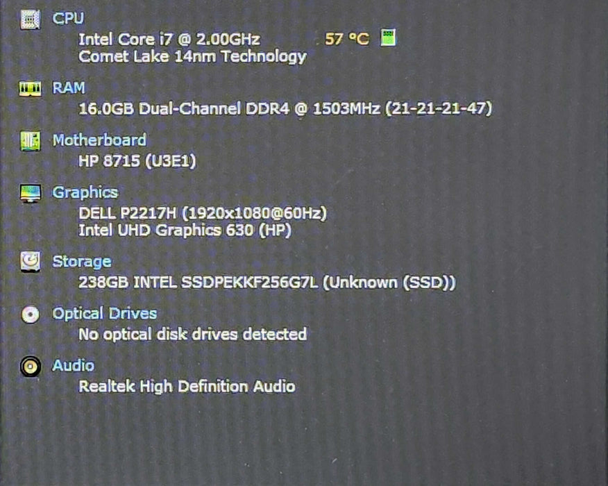 HP ProDesk 600 G6 Mini PC, i7-10700T 2.00GHz, 16GB DDR4, 256GB NVMe, 65W AC