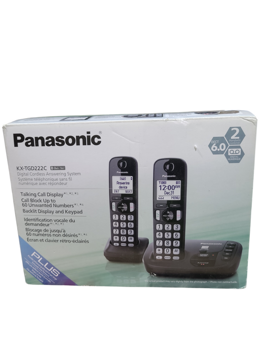 Panasonic KX-TGD220C Phone Base W/ 2 KX-TGDA20C Handsets & PNLC1056 Charger