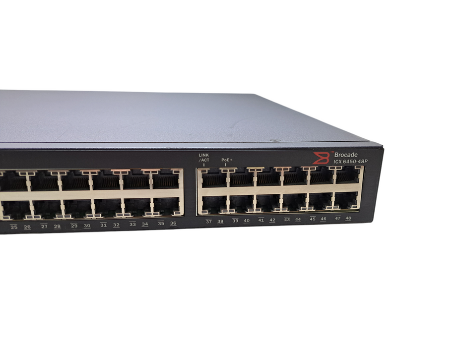 Brocade ICX6450-48P | 48-Port Gigabit PoE+ Switch | 4x 1/10G SFP+ Q