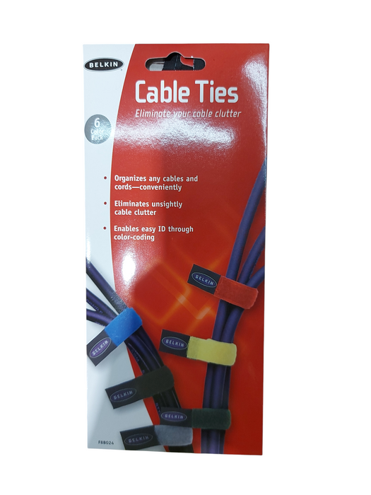 Lot 10x - Belkin Cable Ties 6 Color Pack F8B024