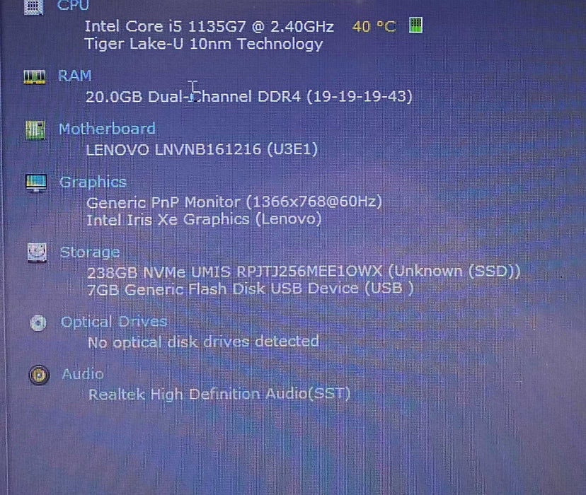 Lenovo Ideapad 3 15ITL05 TOUCH i5-1135G7@2.40GHz 20GB RAM 256GB SSD  Lap200