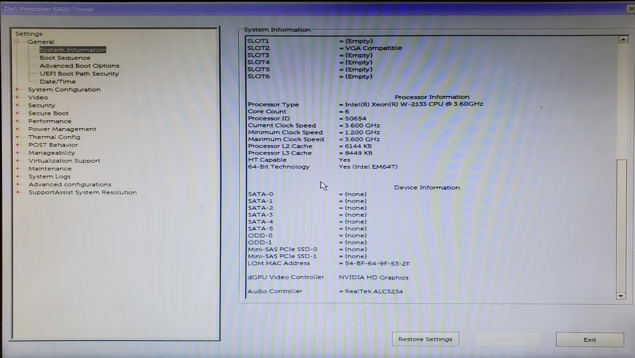 Dell Precision 5820 - Xeon W-2133, 32GB DDR4, Quadro M2000 - No HDD