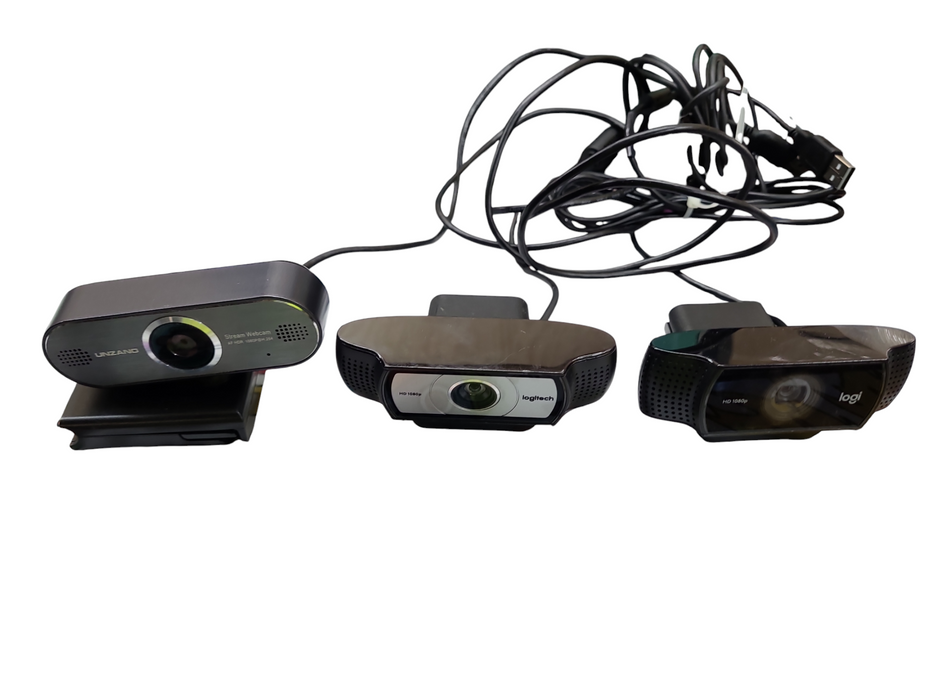 Lot 3x Assorted Webcams from Logitech and Unzano