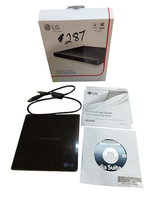 LG Ultra Slim Portable DVD Writer Compatible w/ Windows & Mac GP65NB60