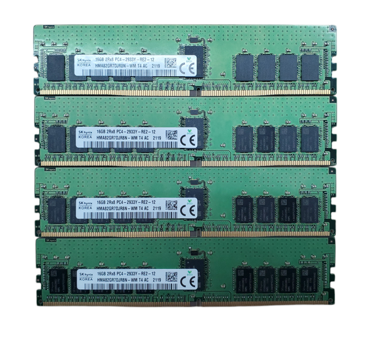 Lot 4x 16GB 2Rx8 PC4-2933Y-RE2 DDR4 Server RAM