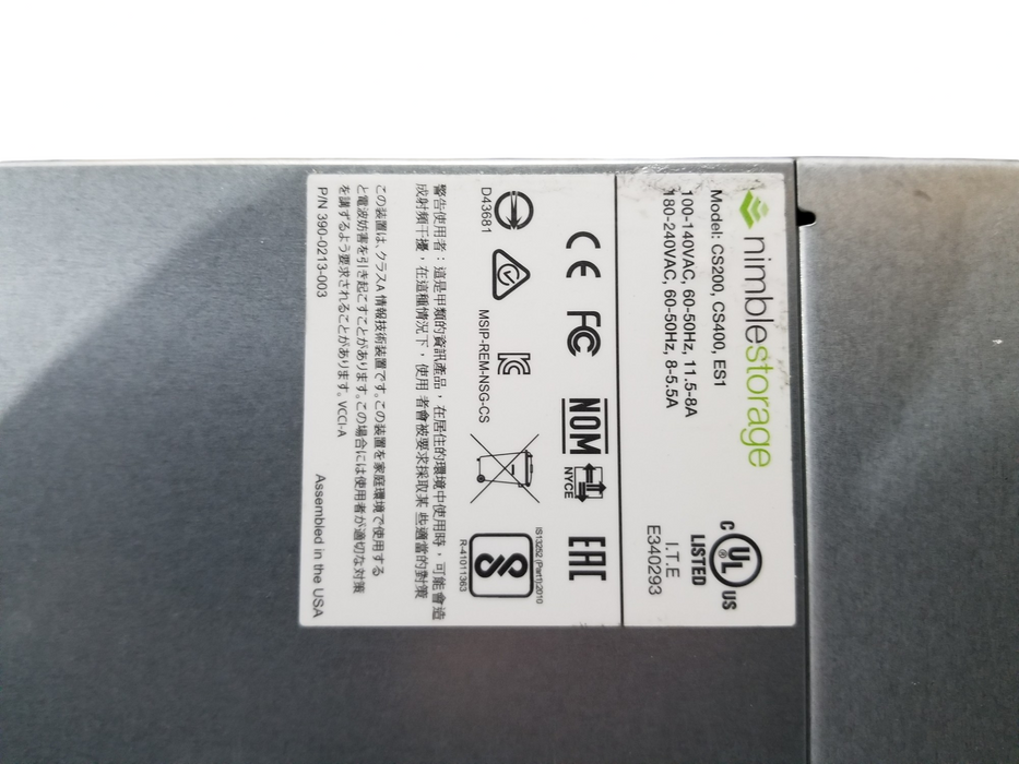 Nimble Storage CS200,400,ES1 2xSAS Controllers-ES1 2x1200W PSUs 16x 3.5"Bays