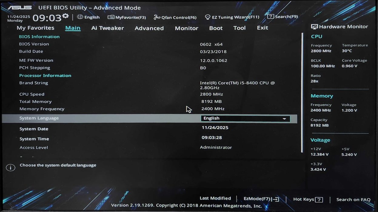 Custom PC, ASUS PRIME H370M-PLUS, i5-8400 2.80GHz, 8GB DDR4, No HDD, 400W