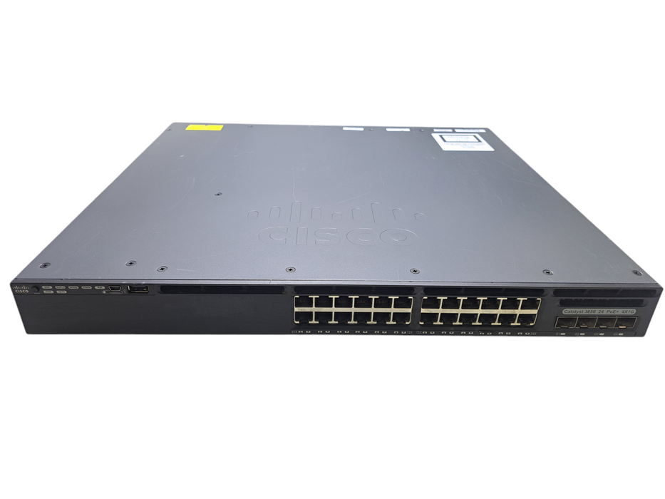 Cisco WS-C3650-24PS-S | 24-Port Gigabit PoE+, 4x SFP Switch w/ 1x 640W PSU