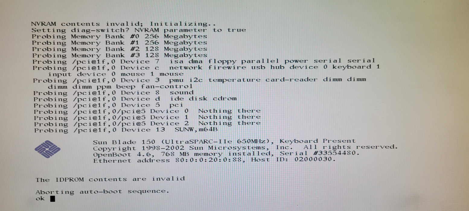 Sun Microsystems Blade 150 Workstation UltraSPARC-IIe 650MHz 768MB, No HDD _