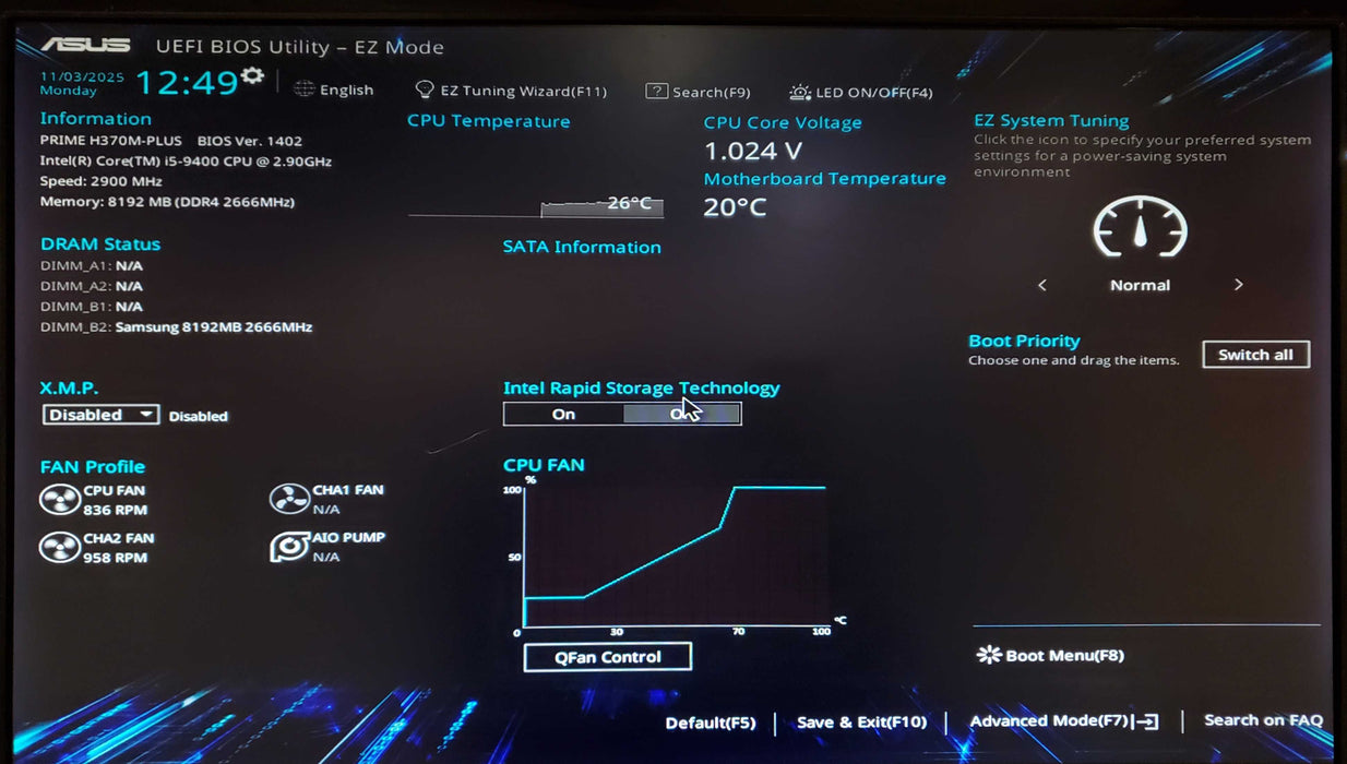 Custom PC - Core i5-9400 ASUS PRIMEH370M-PLUS 8GB DRR4 NO HDD 450W PSU