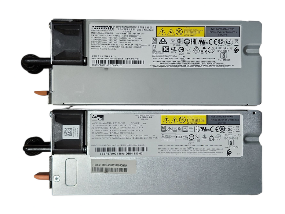 Lot of 2x Lenovo FSF055 750W Platinum Switching Power Supply