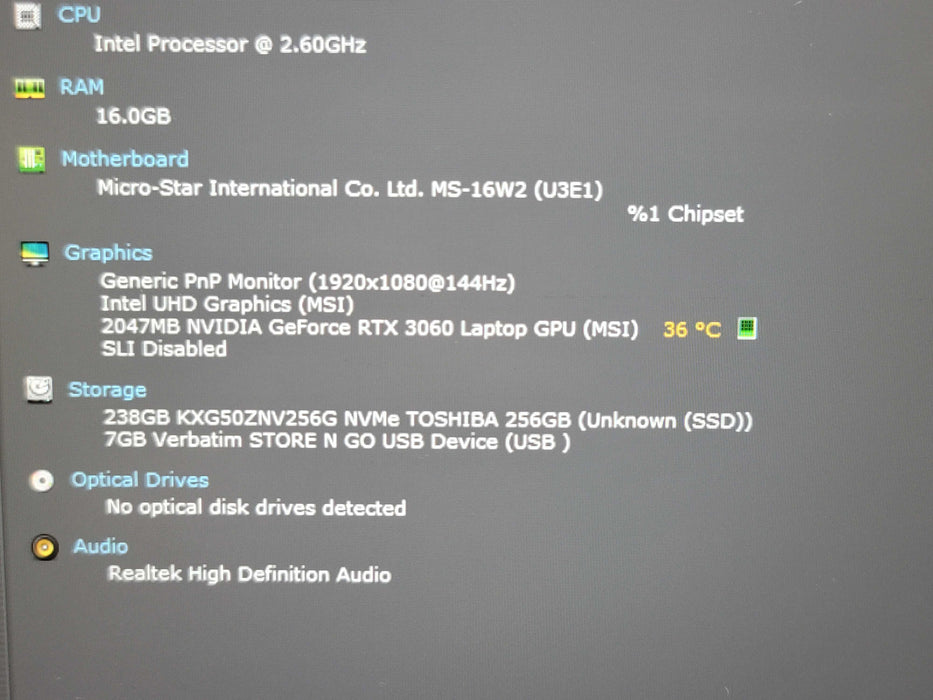 MSI GF65 Thin i7-10750H 16GB DDR4 RTX 3060 256GB NVMe NO Adapter READ β Lap200