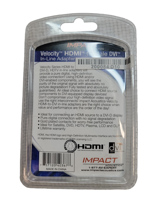 Velocity HDMI to Make DVI In-Line Adapter Q%