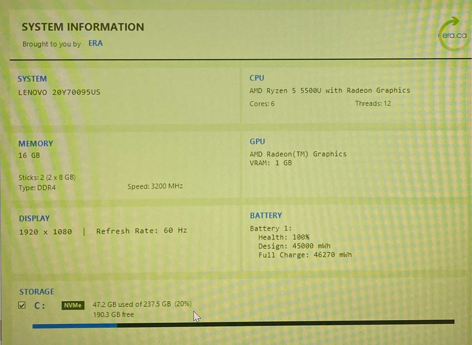 Lenovo ThinkPad E14 Gen 3 AMD Ryzen 5 5500 16GB RAM 256GB SSD  Lap200