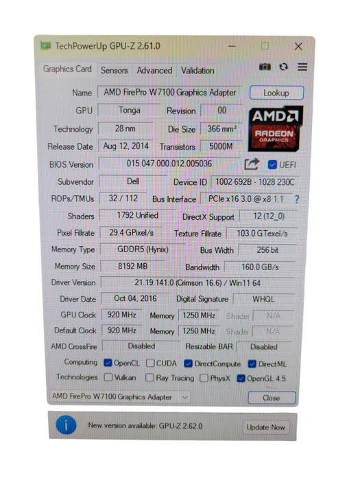 AMD FIREPRO W7100 8GB PCIE %