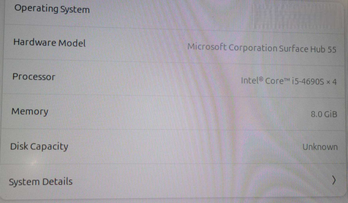 Microsoft Surface Hub 55 |  i5-4690S x4 8GB RAM 128GB SATA SSD