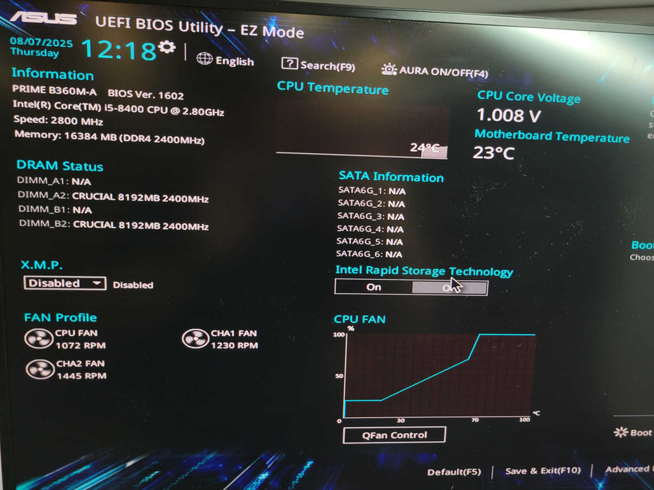 Intel Core i5-8400 ASUS PRIME B360M-A 16GB DDR4 + I/O Plate %