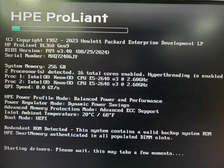 HP DL360 Gen9 1U 8x2.5", 2x Xeon E5-2640v3, 256GB DDR4, NO HDD