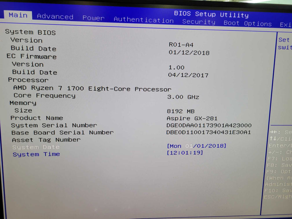 ACER ASPIRE GX-281 - AMD RYZEN 7 1700 8GB DDR4 NO HDD NO GPU 500W PSU %