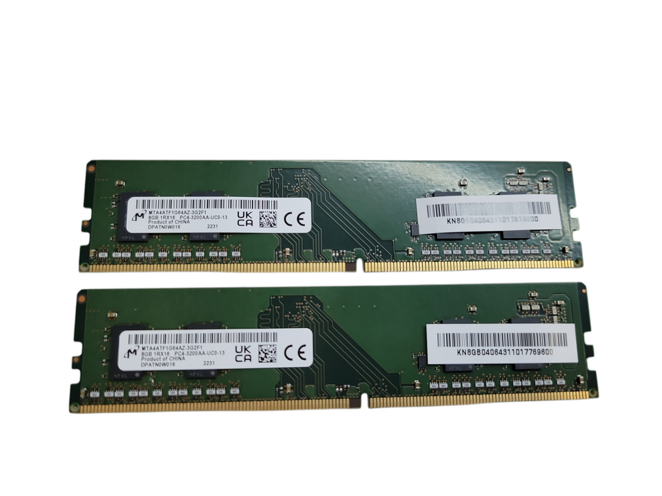 Lot of 2x- 8GB Micron 1Rx8 PC4-3200AA-UC0 Desktop Memory %