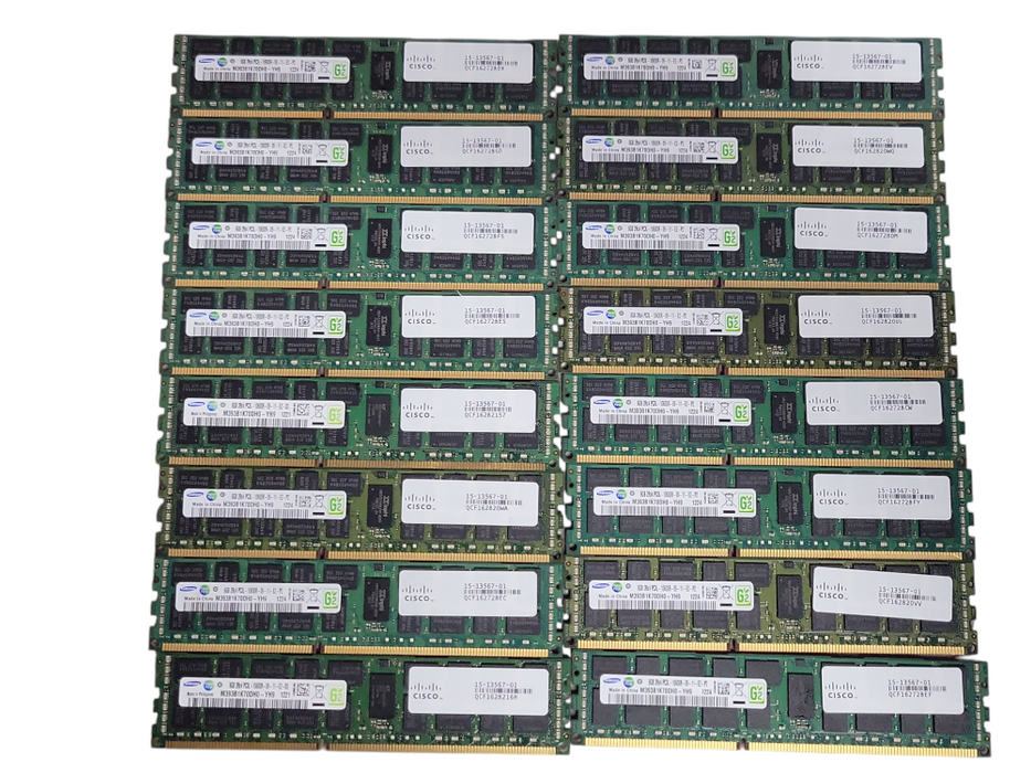 Lot of 16x Samsung/Cisco 8GB 2Rx4 PC3L-10600R DDR3 Server RAMs _