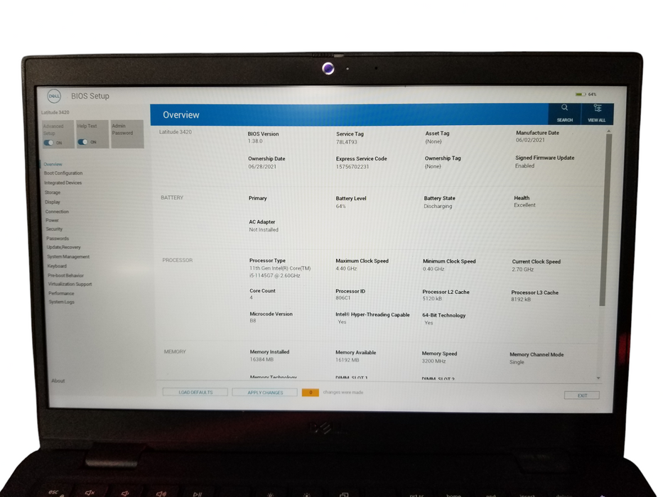 Dell Latitude 3420 i5-1145G7 @2.60GHz | 16GB DDR4 | 256GB NVMe W/Adapter  Lap200