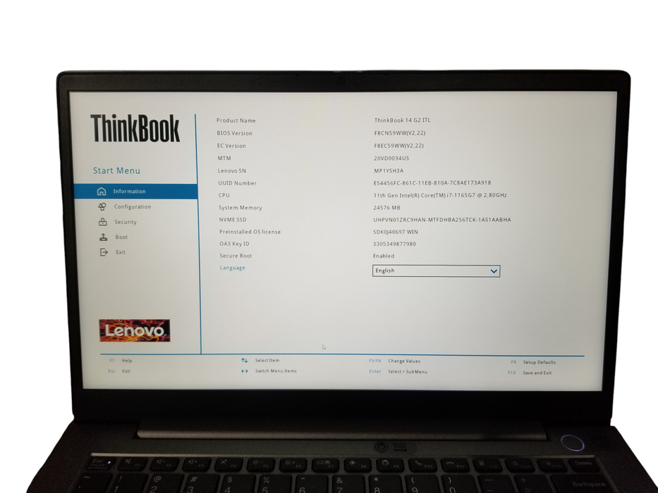 Lenovo ThinkBook TOUCH 15 G2 ITL Intel Core i7-1165G7 24GB RAM 256GB NVMe *READ*  Lap200