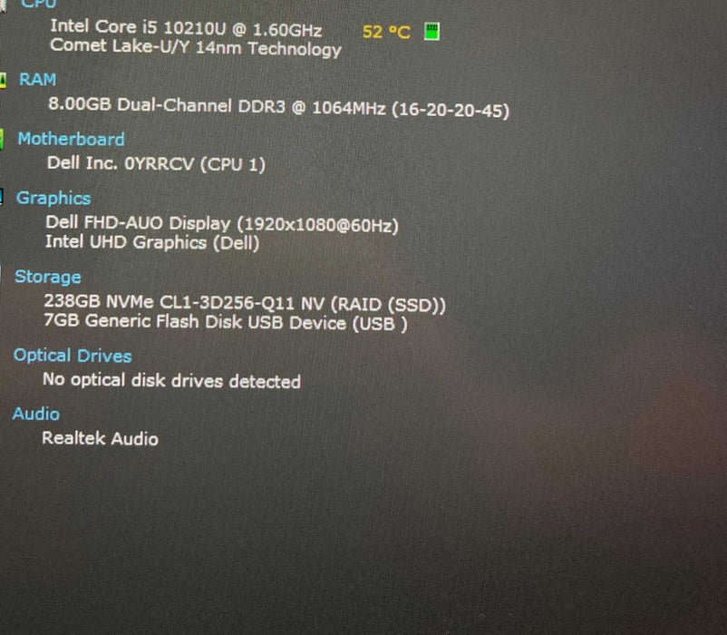 Dell XPS 13 7390 Core i5-10210U@1.6GHz 8GB RAM 256GB SSD  Lap200