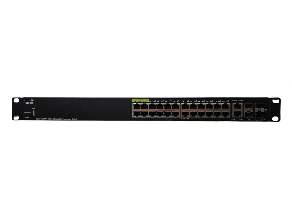 Cisco SG350-28MP-K9 V04, 28-Port Gigabit PoE Managed Switch, 4x SFP