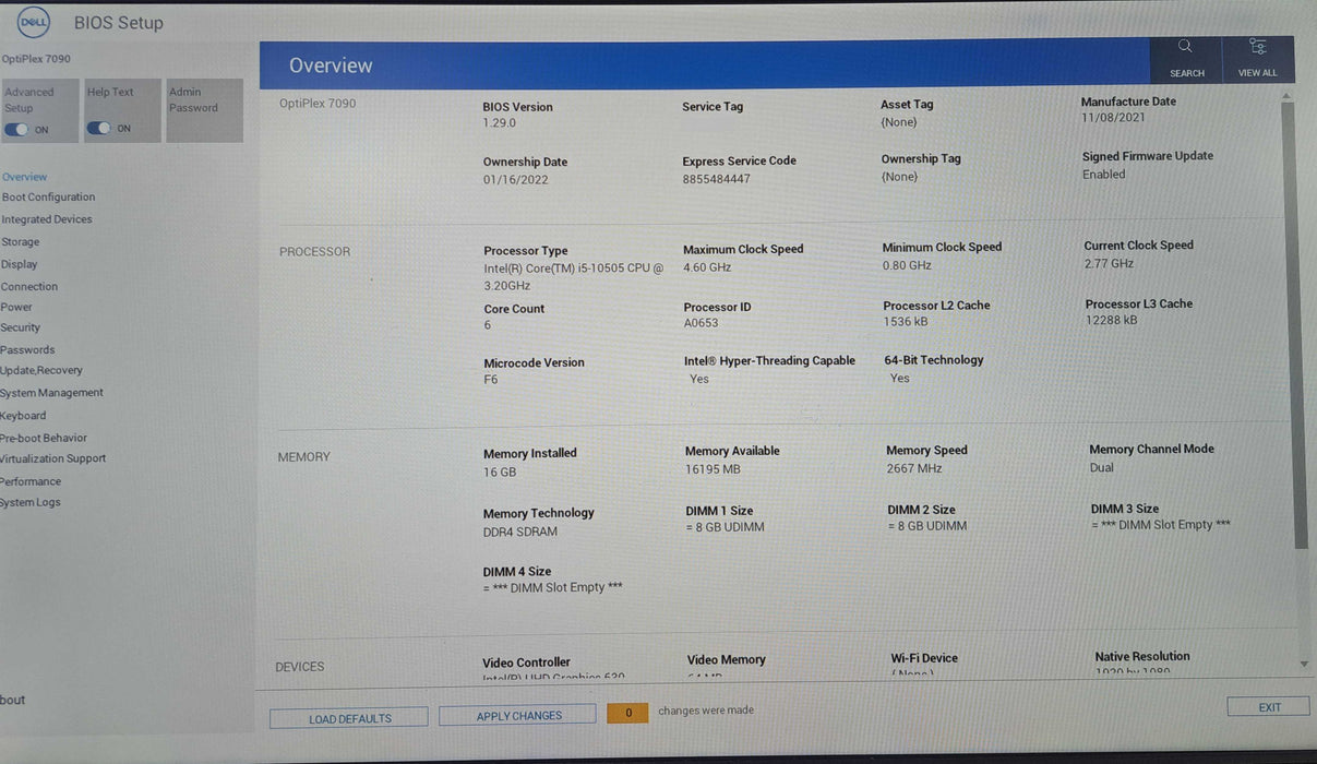Dell OptiPlex 7090 SFF| Intel Core i5-10505 @3.20GHz, 16GB DDR4, 256GB NVMe )