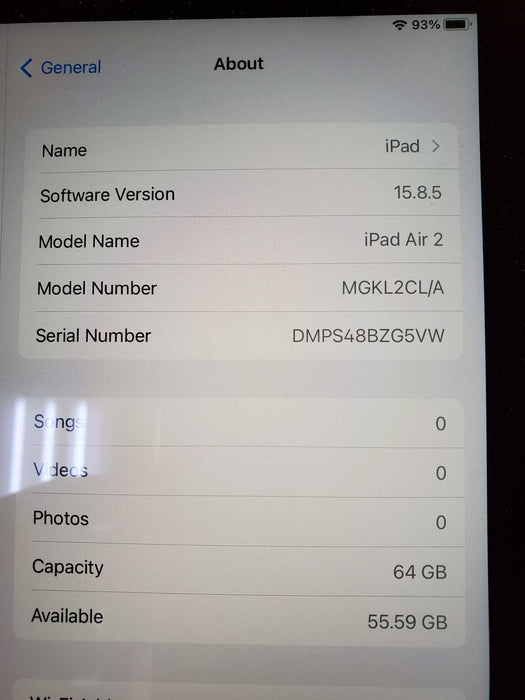 Apple iPad AIR 2 64GB Space Grey 9.7in Wi-Fi A1566