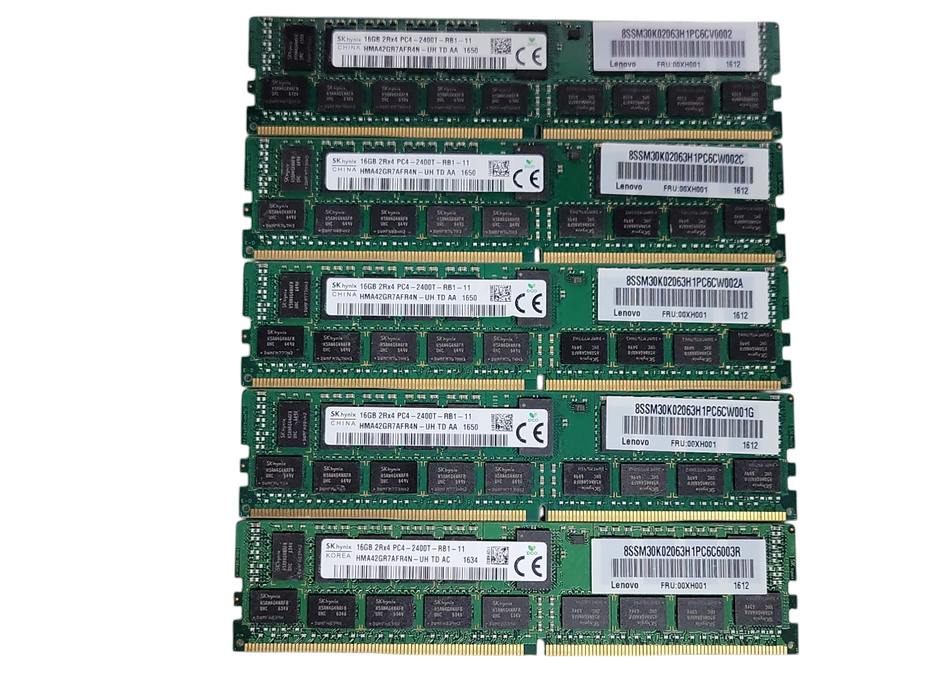 Lot of 5x SKHynix 16GB 2Rx4 PC4-2400T-RB1 DDR4 server RAMs _