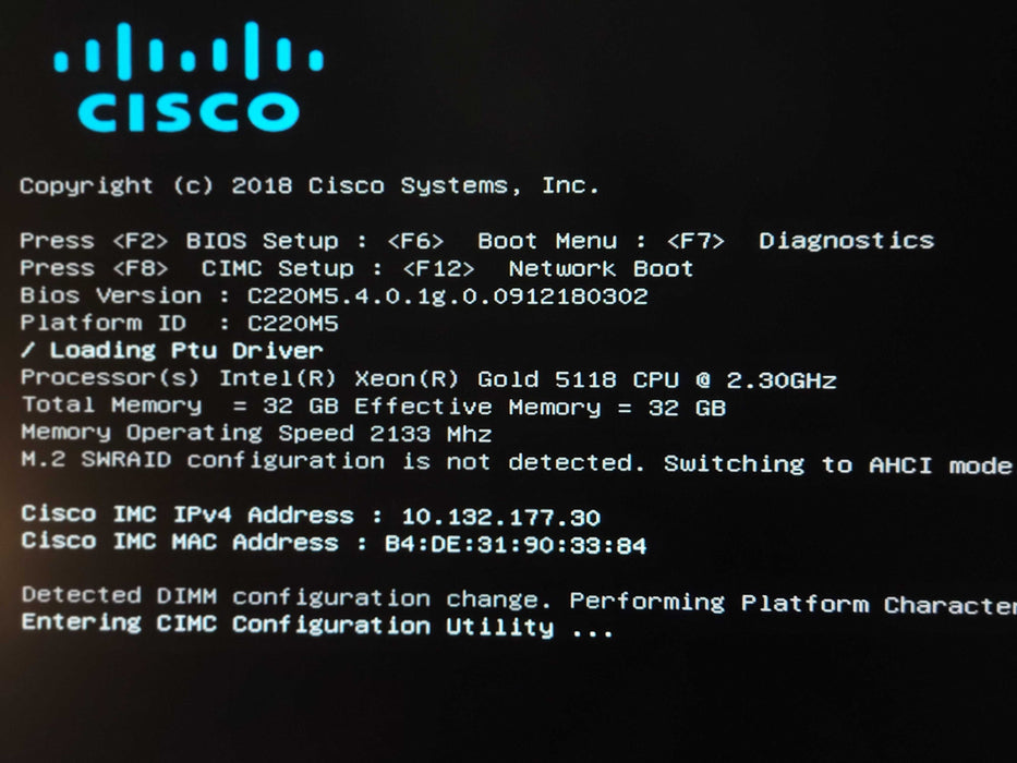 Cisco UCS C220 M5 1U, 2x Xeon Gold 5118 2.3GHz 32GB DDR4 MRAID 2GB, 2x PSU _