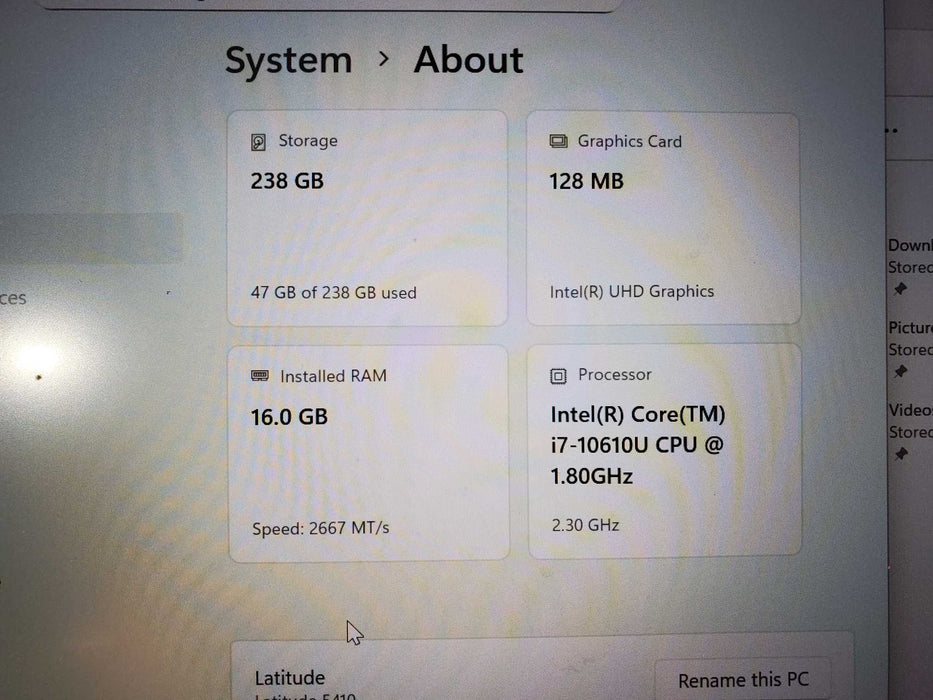 Dell Latitude 5410 i5-10610U @1.8GHz 16GB RAM 256GB SSD   Lap200