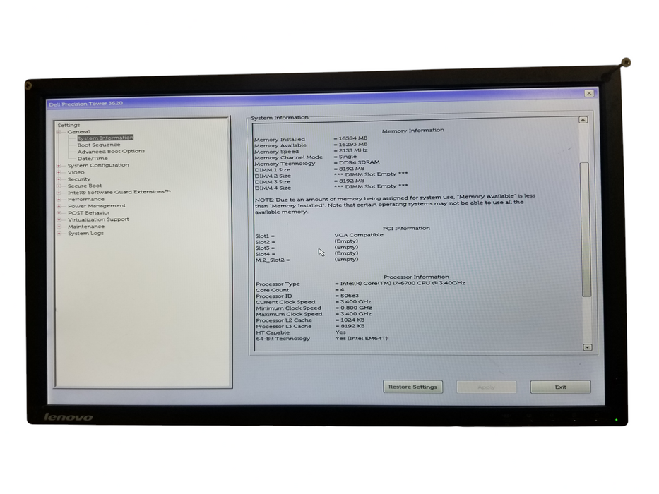 Dell Precision Tower 3620, Core i7-6700, 16GB DDR4, NO HDD, QUADRO M4000