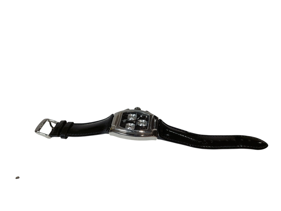 TechnoMarine Swiss Made Saphire Crystal Ladies Black Leather w Date  =