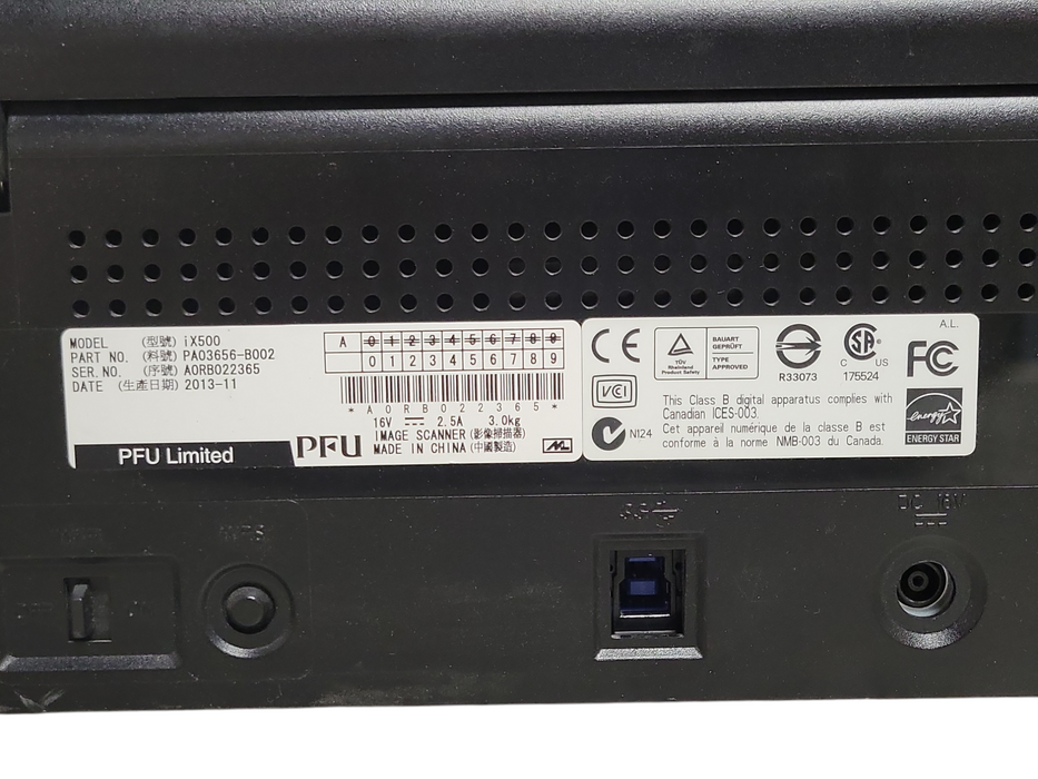 Fujitsu ScanSnap iX500 Document Scanner PA03656-B002 w/ Power adapter _