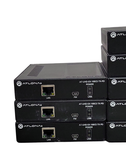 Lot of 8x Atlona (5x AT-UHD-EX-100CE-RX-PSE & 3x AT-UHD-EX-100CE-TX-PD) SEE _