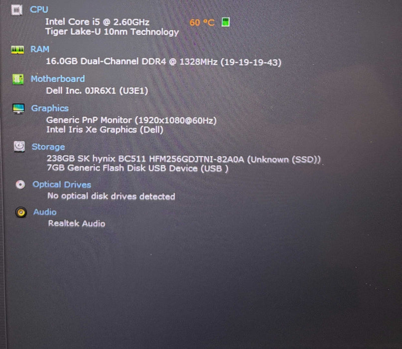 Dell Latitude 5320 TOUCH Core i5-1145G7@2.6GHz 16GB RAM 256GB SSD  Lap200