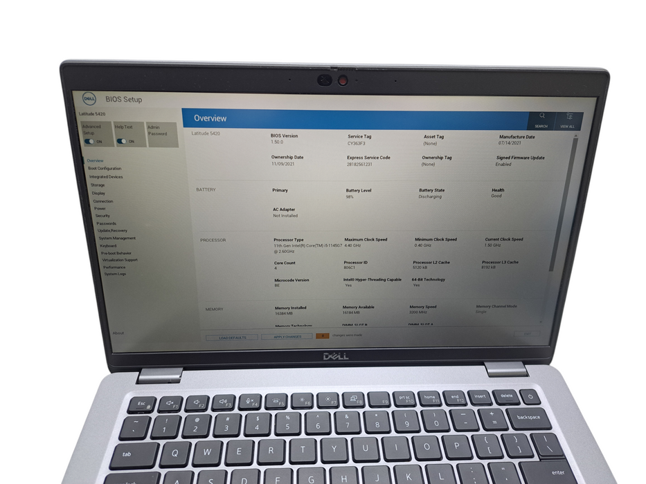 Dell Latitude 5420 | Intel Core i5-1145G7 @2.60GHz, 16GB DDR4, 256GB NVMe ) Lap200