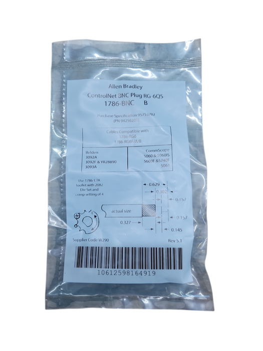 NEW ALLEN BRADLEY 1786-BNC/B CONTROLNET Plug RG-6QS 1786 BNC/B Q!