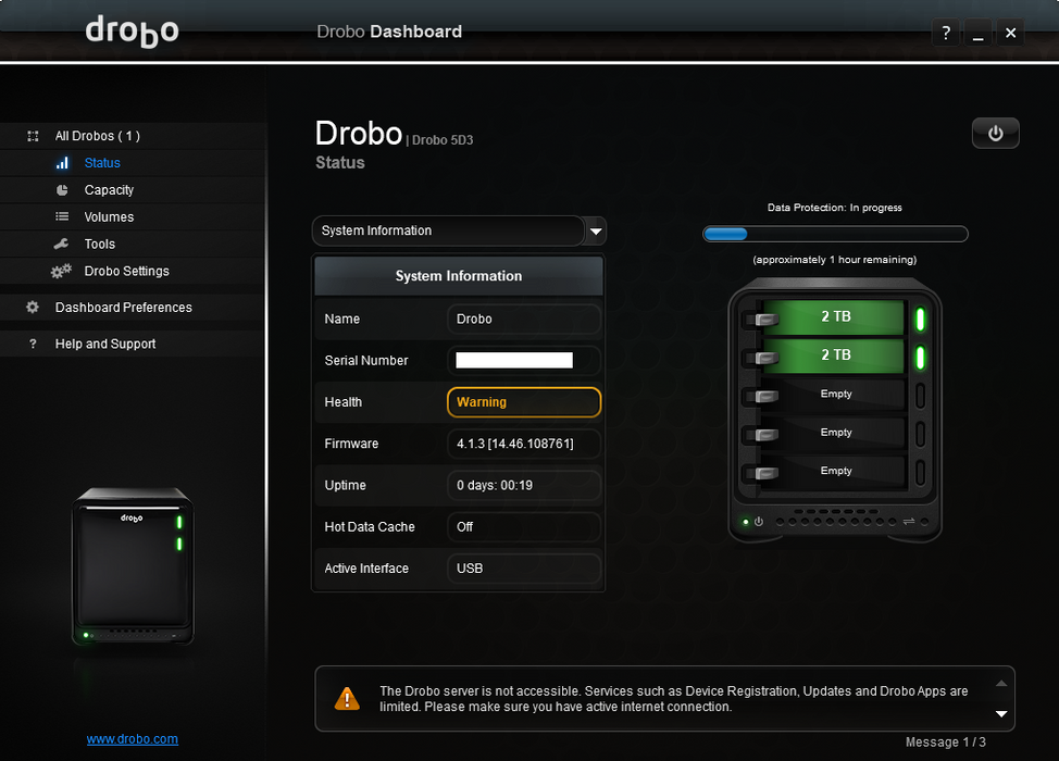 Drobo 5D Professional Storage Hard Drive Array DRDR6-A w/AC Adapter, No HDD
