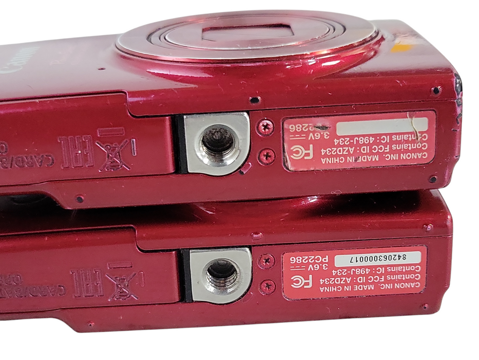 Lot of 2x Canon Power Shot Elph 190 IS 10x Zoom Digital Camera Red. READ _