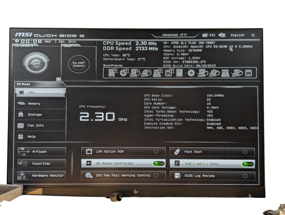 MSI X99S SLI Plus Intel Xeon E5-2698 v3 16 Core 32GB RAM Motherboard Combo  -