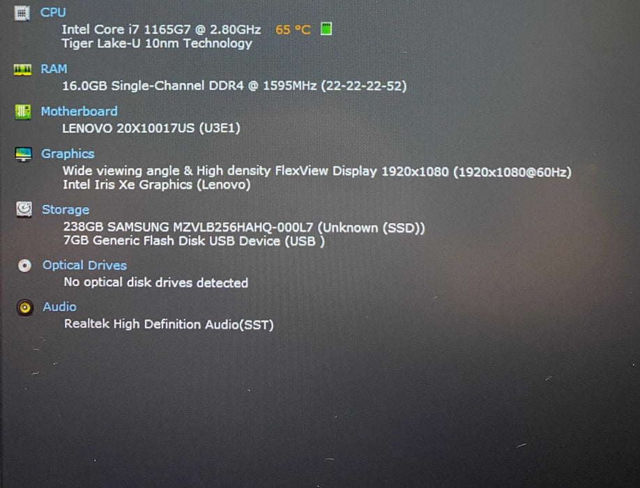 Lenovo  ThinkPad L14 Gen 2 Core i7-1165G7@2.80GHz 16GB RAM 256GB SSD READ  Lap200